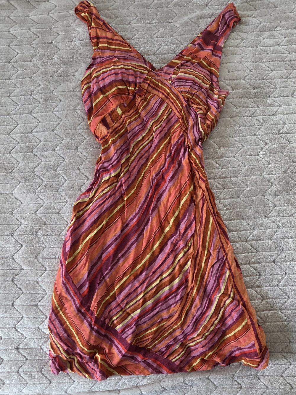 wild fable Orange and Pink Striped V-Neck Mini Dress